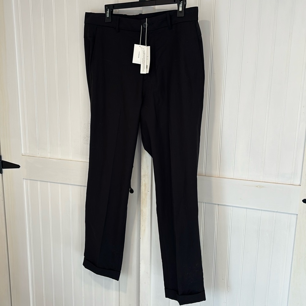 Vince black tencel/cotton blend, front pockets, cuffed dress pants size 33